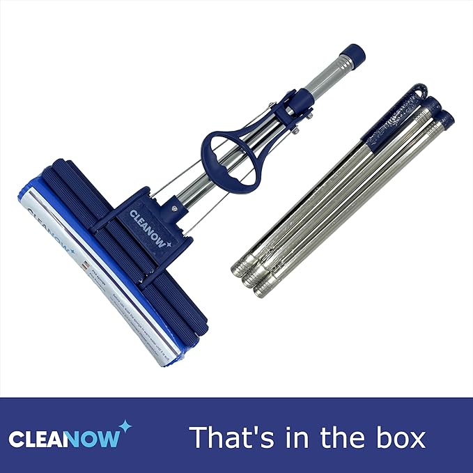 OneTouch GO! Floor Cleaner, Wring Mop, Cleaning Tool with Wringing Function - Sponge mop for Cleaning Floors- with PVA Sponge and Stainless Steel mop Handle