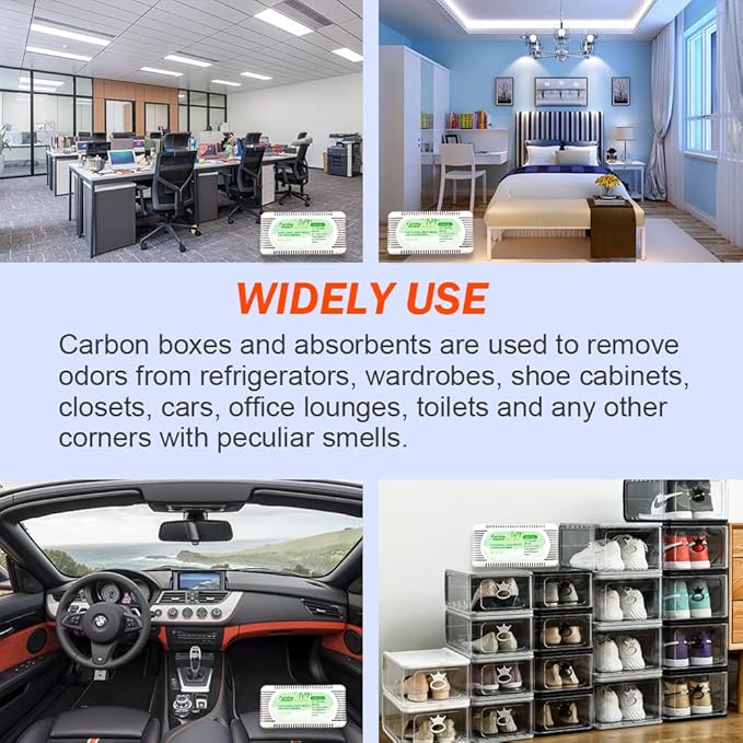 4Packs Fonday Refrigerator Deodorizer Odor Eliminator for Fridges Freezers Coolers Lunch Boxes Bamboo Charcoal More Effective Than Baking Soda