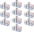 VENO 10 Pack Moving Bags Plastic Storage Totes Clothes Organization Large W Lid/Zipper. Packing Boxes/Bins Alternative. Space Saving Foldable College Supplies Essentials (Clear, 10 Pack)