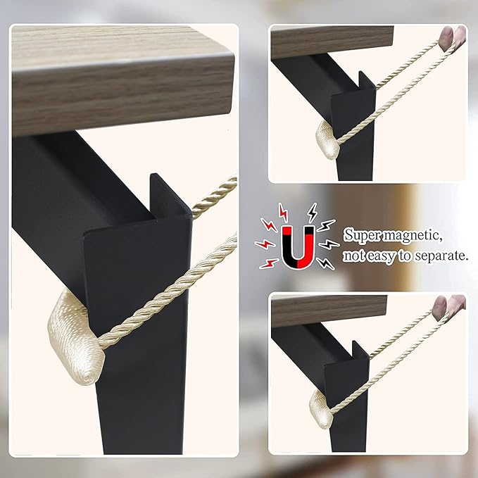 Hion Magnetic Curtain Tiebacks Beige 2pcs, Curtain Tiebacks Buckles Holdbacks Holders Hooks Clip for Home Bedroom Office Decorative Curtain