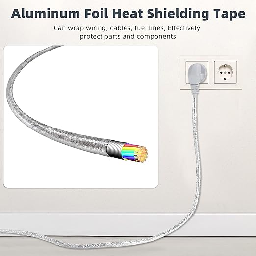 Zonon 2 Rolls Aluminum Foil Tape Heat Shield Tape Barrier Adhesive Reflective Fiberglass Thermal Insulation Reflective Material High Temp Protection(Silver,2 Inch X 32.8 ft)