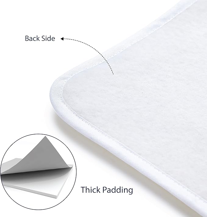 Encasa XO Ironing Mat/Pad (Small 28"x20") with 3mm Padding & Silicone Iron Rest for Steam Pressing on Tabletop or Bed - Heat Resistant, Portable, Quilting & Travel Blanket - Big Leaves Blue