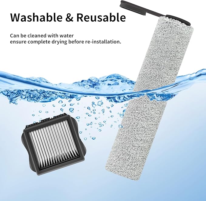 Roller Brush and Filters Replacement Compatible with Tineco Floor ONE S5/Floor One S5 Pro Cordless Vacuum Cleaner,(Not for Other S5 Series Models)3 Brushes Roller,3Filters