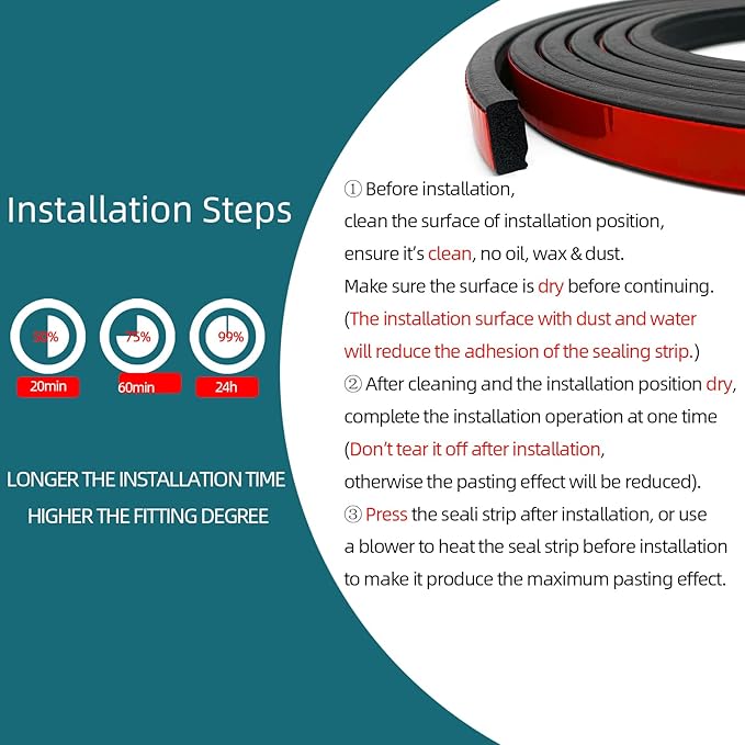 Rectangle Foam Rubber Seal, Self-Adhesive EPDM Foam Rubber Weather Stripping for Boat, Auto, RV, Marine, Garage Doors/Window and More, W:0.5"; H:0.25"; L:26Feet