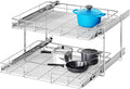 2 Tier Individual Pull Out Cabinet Organizer 30" W x 21½" D, Heavy Duty Cabinet Pull Out Shelves, Slide Out Drawers Organization for Kitchen Cabinets Bathroom