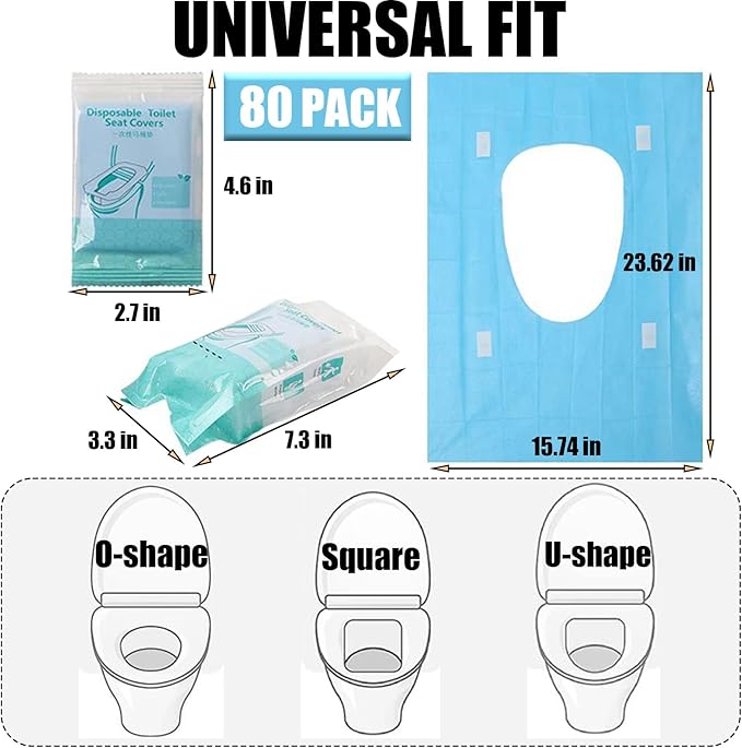 80 Pack Toilet Seat Covers Disposable 16x24 Inch XL Portable Toilet Liners Travel Seat Cover for Outdoors,Hotel, Hospital, Travel, Public Toilet Seat Cover (80pack, BLUE)