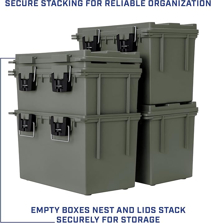 Sheffield 12774 XL Storage Bins With Lids, 2-Pack Stackable Storage Bins, Made in USA, Lockable and Water-Resistant Containers with Lids, Plastic Containers for Home, Classroom, and Dorm