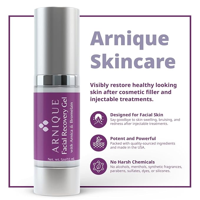 Arnica Gel for Face - Facial Recovery Aftercare for Fillers & Cosmetic Injection Treatments, Arnica Montana and Bromelain for Bruising and Swelling After Surgery Skin