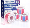 FRESINIDER Silicone Tape 1" x 1.5 Yard Pink 4 Rolls for Sensitive Skin, Pre-Cut Waterproof Medical Tape, Gentle Adhesive for Wound Care, Surgical Sites, Infants and Elderly