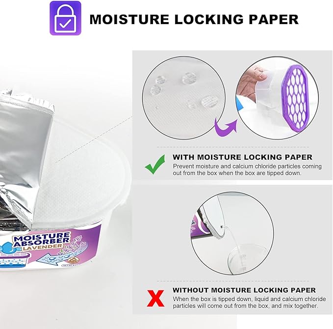NATRUTH Moisture Absorbers 10.5OZ*6-Pack With Lavender Scent,Portable Closet Dehumidifier, Odor Eliminator Absorber Bucket,Humidity Absorber,Cleaner Air Dehumidifier for Closet,Bathrooms, Boats