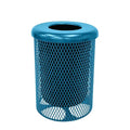 COATEDOUTDOORFURNITURE RFT-LBL Heavy Duty 32 Gallon Round Trash Receptacle, Liner Included, Light Blue with Flat Top, Made in America