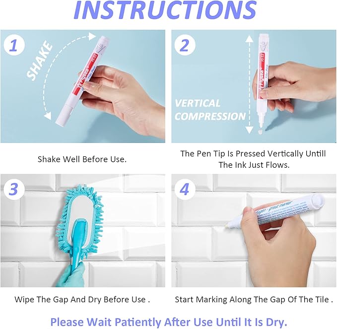 12 Pieces Grout Tile Pen Grout Restorer Pen Renew Repair Marker for Tile Wall Floor (White)