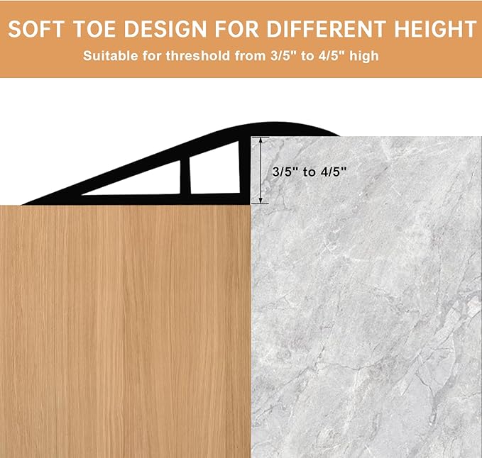 Vinyl Door Threshold Flooring Transition Strip Self Adhesive Carpet Edging Strip for Laminate Doorway Edge Threshold from 3/5" to 4/5" (Smoked Brown Wood Grain, 6.6 Ft)