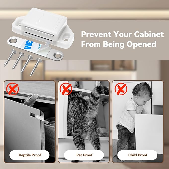 Cabinet Magnetic Catch Door Latch 30LB for Kitchen Drawer Magnets to Stay Closed Magnetic Catch Closet for Drawer（White 18 Pack）