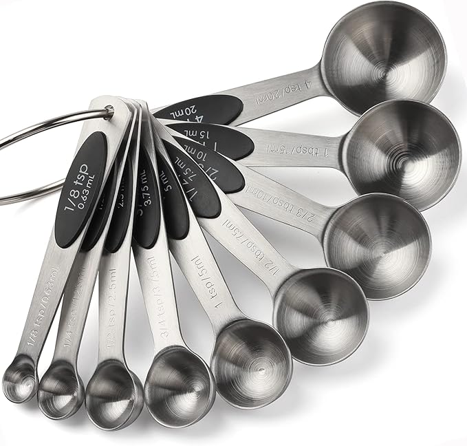 Magnetic Measuring Spoons Set of 9 Stainless Steel Stackable Measuring Spoons Heavy Duty Nesting Teaspoons Tablespoons for Measuring Dry and Liquid Ingredients
