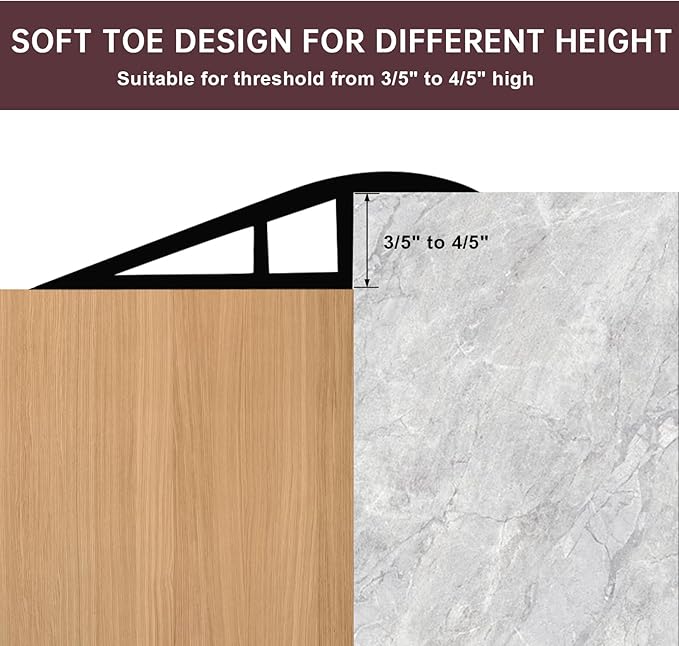 Vinyl Door Threshold Flooring Transition Strip Self Adhesive Carpet Edging Strip for Laminate Doorway Edge Threshold from 3/5" to 4/5" (Black Walnut Wood Grain, 10 Ft)