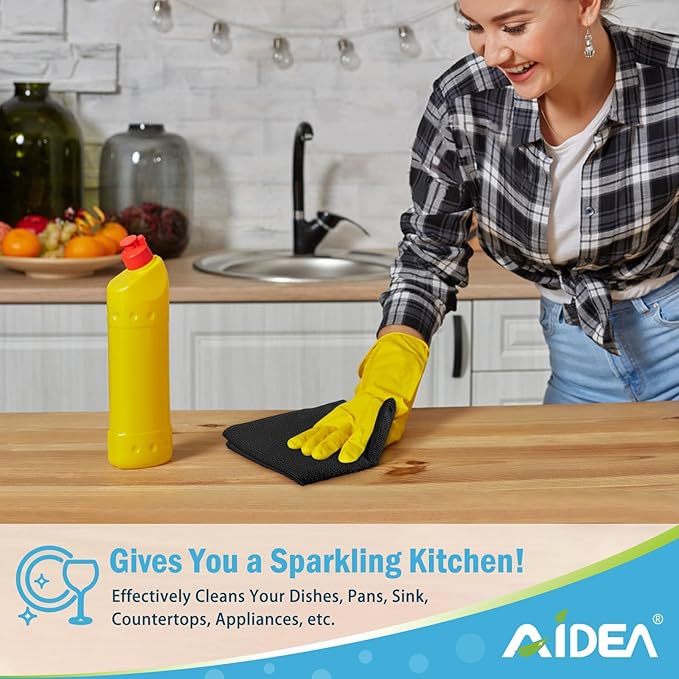 AIDEA Microfiber Cleaning Cloth Black 50PK, Microfiber Towels for Cars, Premium Car Cloths, Dusting Cloth Lint Free Cleaning Rags for SUVs, House, Kitchen, Window, Workshops,11.5×11.5"