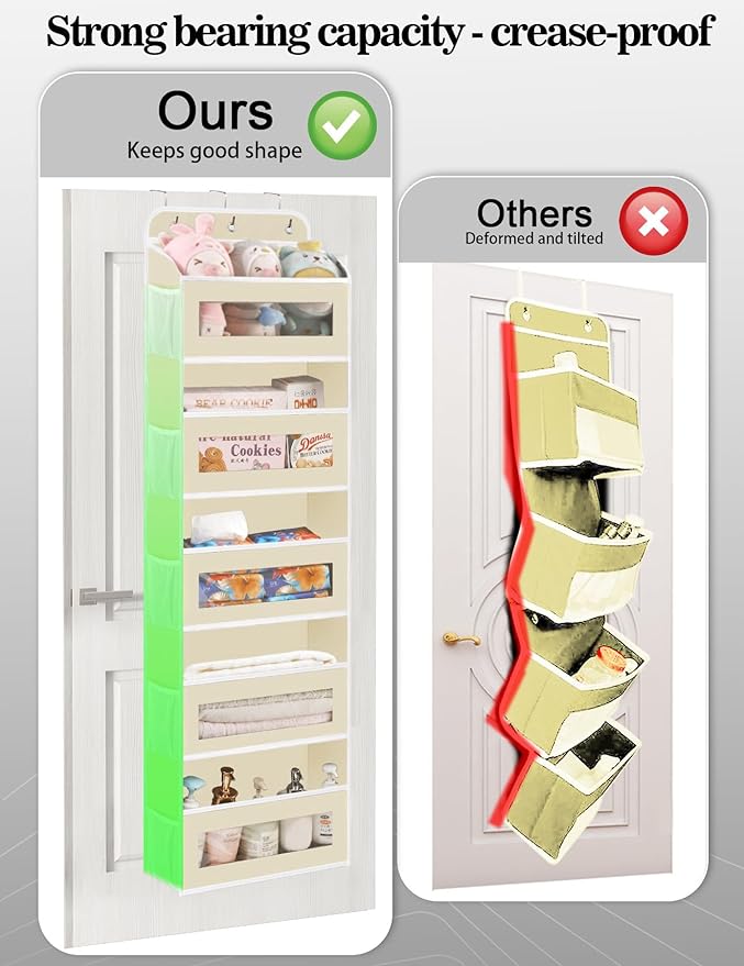 Over The Door Organizer, 5 Shelves Closet Door Hanging Organizer with 10 Mesh Pockets, Nursery Closet Organizer, Baby Essentials, Dorm Room Essentials for Girls