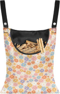 2 Pcs Flower Clothes Pin Hanging Bag, Clothespin Bag Organizer Clothes Pin Bag to Hang on Line with Large Opening Washable Clothespin Storage Bag