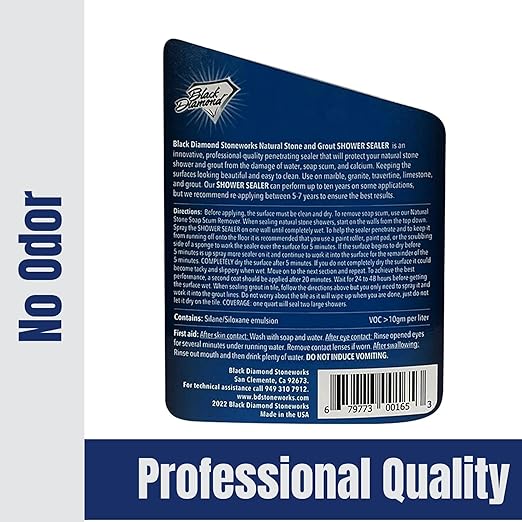 Natural Stone and Grout Penetrating Shower Sealer. Marble, Granite Travertine, Limestone. Protects Making Them Easy to Clean. Works Also on Grout in Tile, Ceramic, and Porcelain. 1-Quart