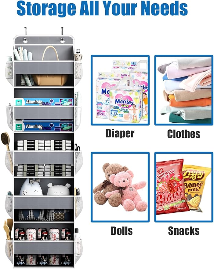 Over The Door Storage Organizer, RV Bathroom Organizer, Over The Door Organizer Camper Storage and Organization, 5 Shelf Hanging Over Door Organizer for Camper, Bathroom, Bedroom, Closet