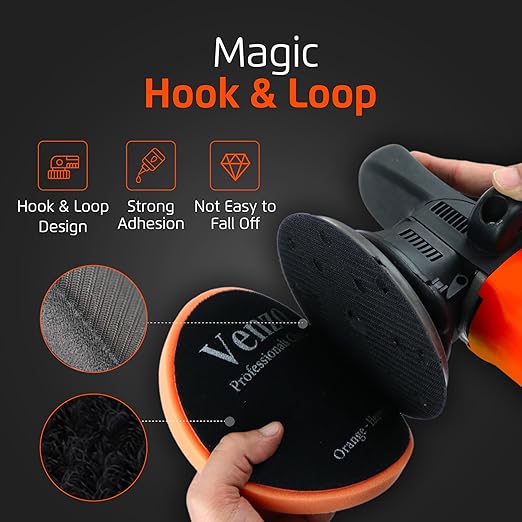 Venzo 5 Inch Buffing Polishing Pads, 5 Pcs 5.5" inch Front Side for 125mm Backing Plate, Buffing Polishing Kit, Cutting, Polishing & Waxing Pads for Car Buffer & Polisher