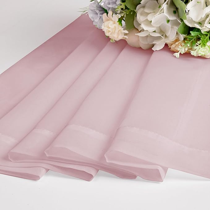 Chyhomenyc Sheer Curtains 45 Inch Long 2 Panels, Short Voile Drapes for Dinning Small Windows Bathroom Living Room Bedroom, Rod Pocket, 42Wx45L Inches, 2PCS, Blush Pink