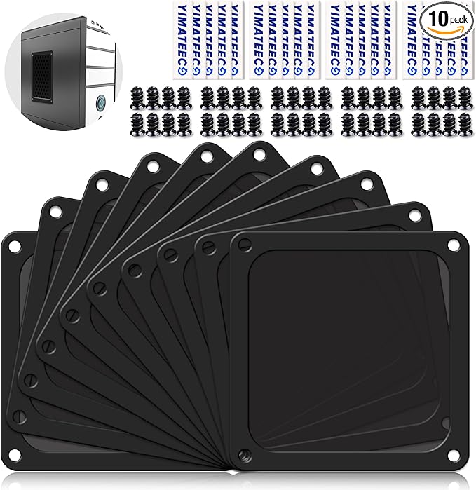 Dust Filter PC 140mm for Computer Cooler/PSU/Routers Nylon 80 Mesh, Magnetic Frame PC Fan Dust Mesh PC Cooler Filter Dustproof Computer Fan Grills (Nylon, 140 * 140mm, 10pcs, Black)