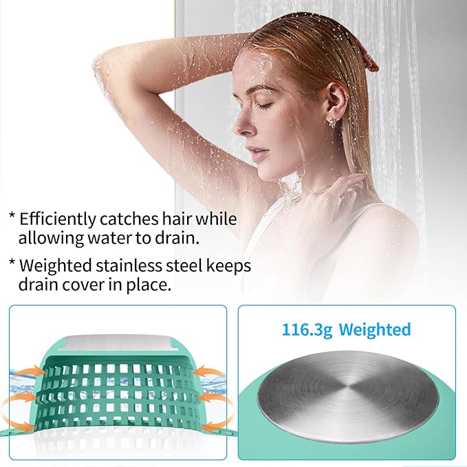 Shower Drain Hair Catcher, Bathtub Drain Cover Foldable Silicone Shower & Tub Protector for Pop-Up & Regular Drains
