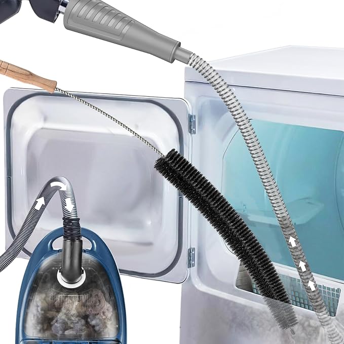 Sealegend Dryer Vent Cleaner Kit Dryer Lint Vacuum Attachment Lint Remover,Dryer Vent Vacuum Hose With Brush (Grey)