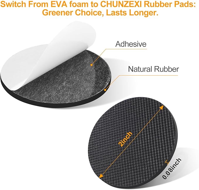 CHUNZEXI Non Slip Furniture Pads - 16 Premium Furniture Grippers Self Adhesive Rubber Furniture Feet, Anti Slide Furniture Hardwood Floor Protector for Keep Couch Stoppers (2 inch Round)