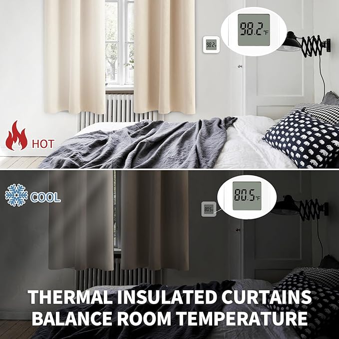 BGment Short Blackout Curtains for Bedroom 40 Inches Long - Thermal Insulated Room Darkening Curtain for Kitchen, Champagne, 34 x 45 Inch, 2 Panels
