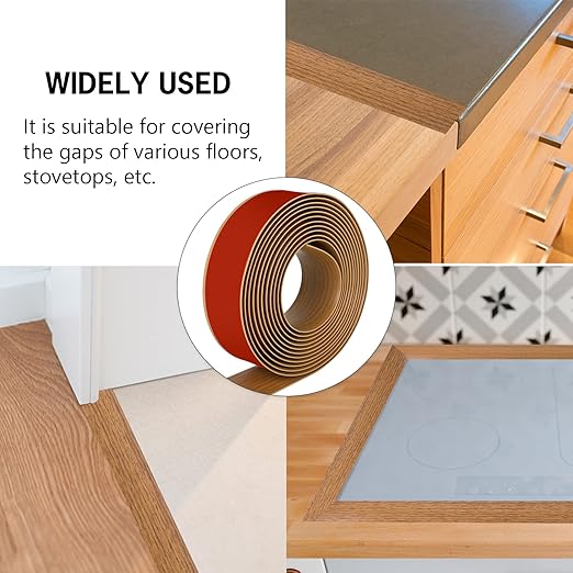 16.4Ft Floor Transition Strip Self Adhesive Vinyl Cover Floor Strip Flat Divider Transition Strip Wood Grain Design for Laminate Floor Gaps and Doorway Transitions (16.4Ft x 2 Inch, Light Brown)