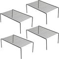 iPEGTOP 4-Pack 15.7 x 9.4 Inch Rustproof Metal Wire Kitchen Storage Shelves – Organizer for Freezer, Fridge, Pantry & Countertop – Spice, Utensils Rack – Black