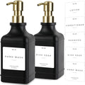 Emerson Essentials Soap Dispenser, Dish Soap Dispenser, Soap Bottle Dispenser Bathroom Set, Hand Soap Dispenser, Kitchen Soap Dispenser Set, Glass Soap Dispenser Pump + Labels | 16 Oz, 2-Pack