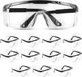 Safety Glasses, Full Coverage Lens, Built-in Brow Guard, UV Resistant, Anti-Fog, Anti-Scratches, Impact Resistant, Adjustable Side Frames, One Size Fits All, 12 Pack