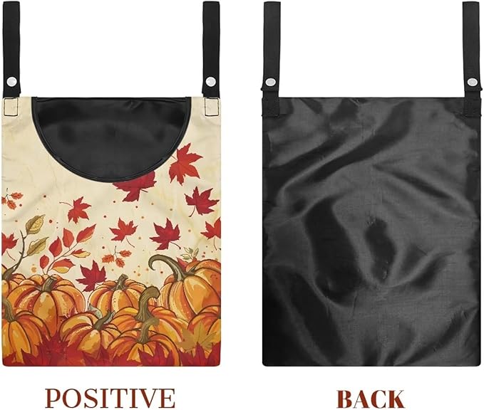 Maple Leaf Clothespin Bag Thanksgiving Pumpkin Hanging Storage Organizer Clothes Pin Bag Waterproof Laundry Clothespin Bag Clothespin Holder for Clothesline Outdoor