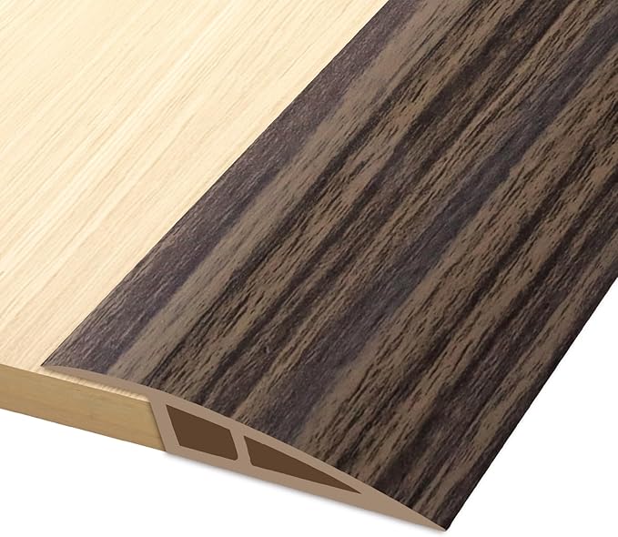 Vinyl Door Threshold Flooring Transition Strip Self Adhesive Carpet Edging Strip for Laminate Doorway Edge Threshold from 1/5" to 2/5" (Grayish Brown Wood Grain, 10 Ft)