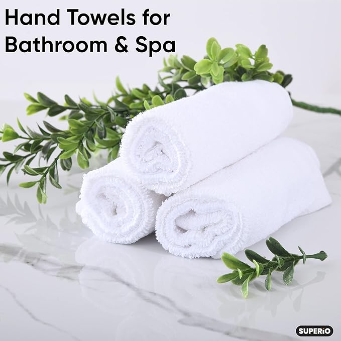 Superio Terry Cloth Rags White Washcloths 100% Cotton 12" Cleaning Cloths, Kitchen Towels, Facial Washcloth, Spa Cloths, Hand Towel, Small Lint Free Rags for Multi-Purposes (36 Pack)