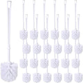 Mimorou 25 Pcs White Toilet Brush, Bathroom Toilet Bowl Brush, Soft Bristle Long Handle Plastic Toilet Scrubber for Bathroom