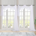 Chyhomenyc Extra Long White Sheer Curtains 144 inch 2 Panels, Translucent Backdrop Window Scarf Drapes for Canopy Bed/Wedding/Living Room/Anniversary, 12FT Length, Each 59Wx144L in, 2PCS