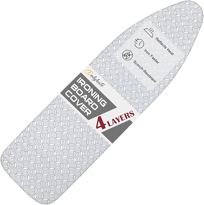 Dalykate Ironing Board Cover and Pad, 15" x 54", Thick Padding, Elastic Edge, Scorch & Stain Resistant, Includes Fasteners & Mesh Cloth