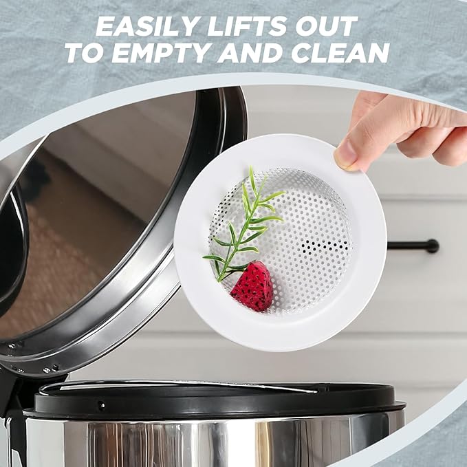 Retisee 2 Pcs Sink Strainer Stainless Steel Kitchen Sink Drain Strainer Basket Cover Mesh Hair Food Catcher, Large Wide Rim of 4.4 Diameter(Porcelain White)