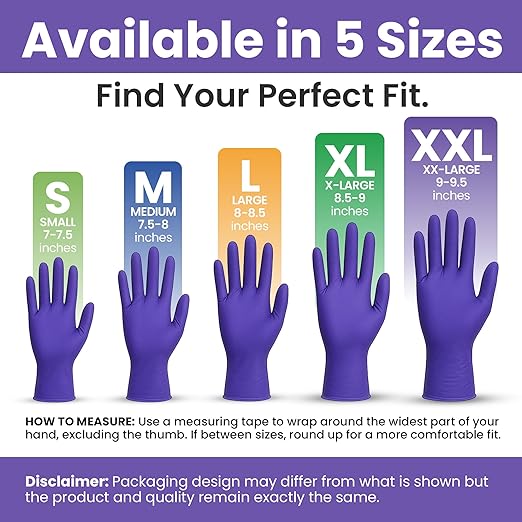 SafeWay Nitrile Disposable Gloves — Multi-Purpose Powder-Free, Non-Latex, Medical Use, and Textured Fingertips for Food Prep, Cleaning, Tattoo, Nursing, Lab, Examination, & More — (10000pcs, 2XLarge)