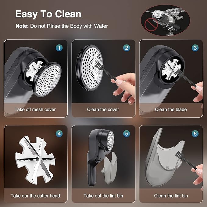 Fabric Shaver and Lint Remover with 2 Extra Blades, Led Digital Display Fabric Shaver for Furniture, 2 Speeds Powerful Ball Remover for Clothes Sweater Sofa Carpet (Black)