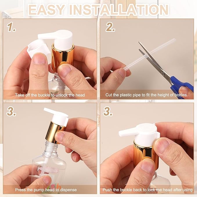 uxcell 4 Pcs Soap Dispenser Pump Heads, Hand Soap Dispensers Top Pumps Replacement Clip-on Pumphead for Standard 24/410 Neck Size Bathroom Lotion Shampoo Bottle, White