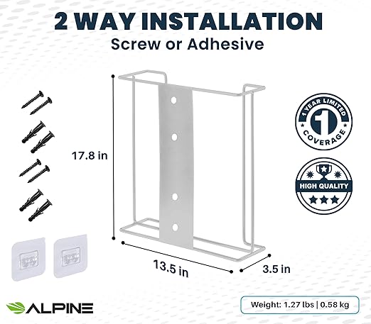 Alpine Glove Holder for Wall Mount - Latex Glove Holder Wire Glove Dispenser for Wall Disposable Glove Box & Tissue Box - Fits 3 Box (White)