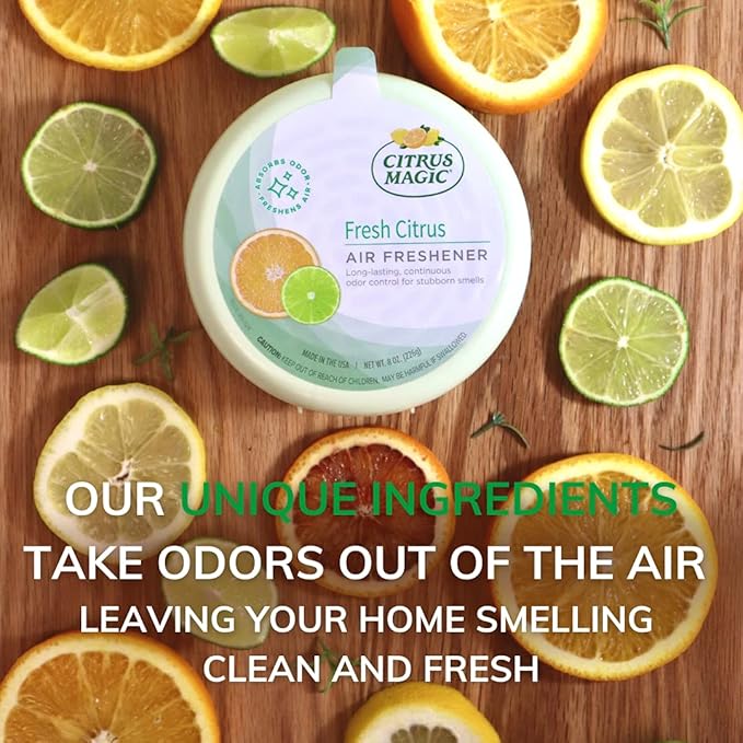 Citrus Magic Odor Absorbing Solid Air Freshener, Fresh Citrus, 8-Ounce, Pack of 3