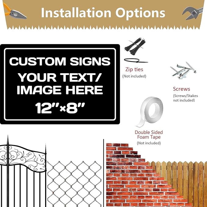 Personalized Aluminum Weatherproof Metal Sign - Multiple Sizes, Custom Text and Picture - Hazard, Garden, Custom Door Sign