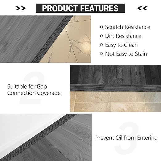 16.4Ft Floor Transition Strip Self Adhesive Vinyl Cover Floor Strip Flat Divider Transition Strip Wood Grain Design for Laminate Floor Gaps and Doorway Transitions (16.4Ft x 2 Inch, Gary)